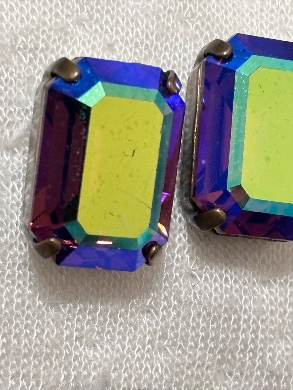 Sorrelli Iridescent Purple-Green Crystal Octagon Stud Earrings